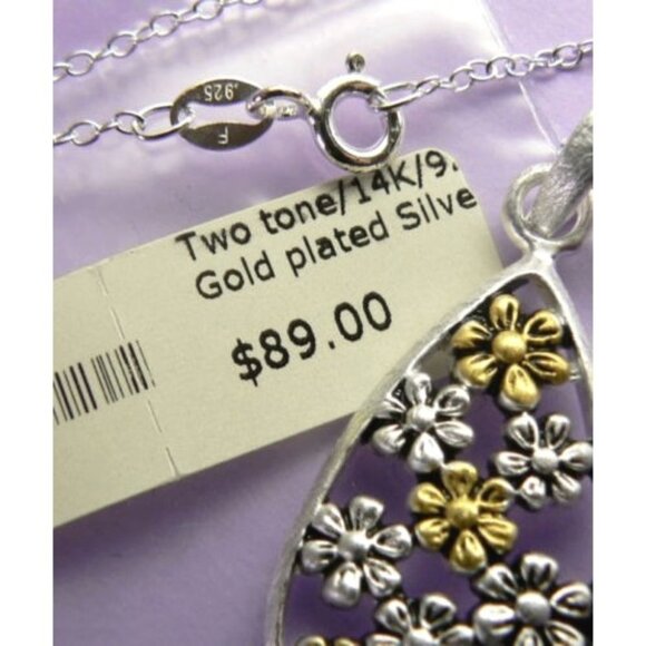 FLOWER 14KY Gold over Silver Necklace 18" - Picture 3 of 6